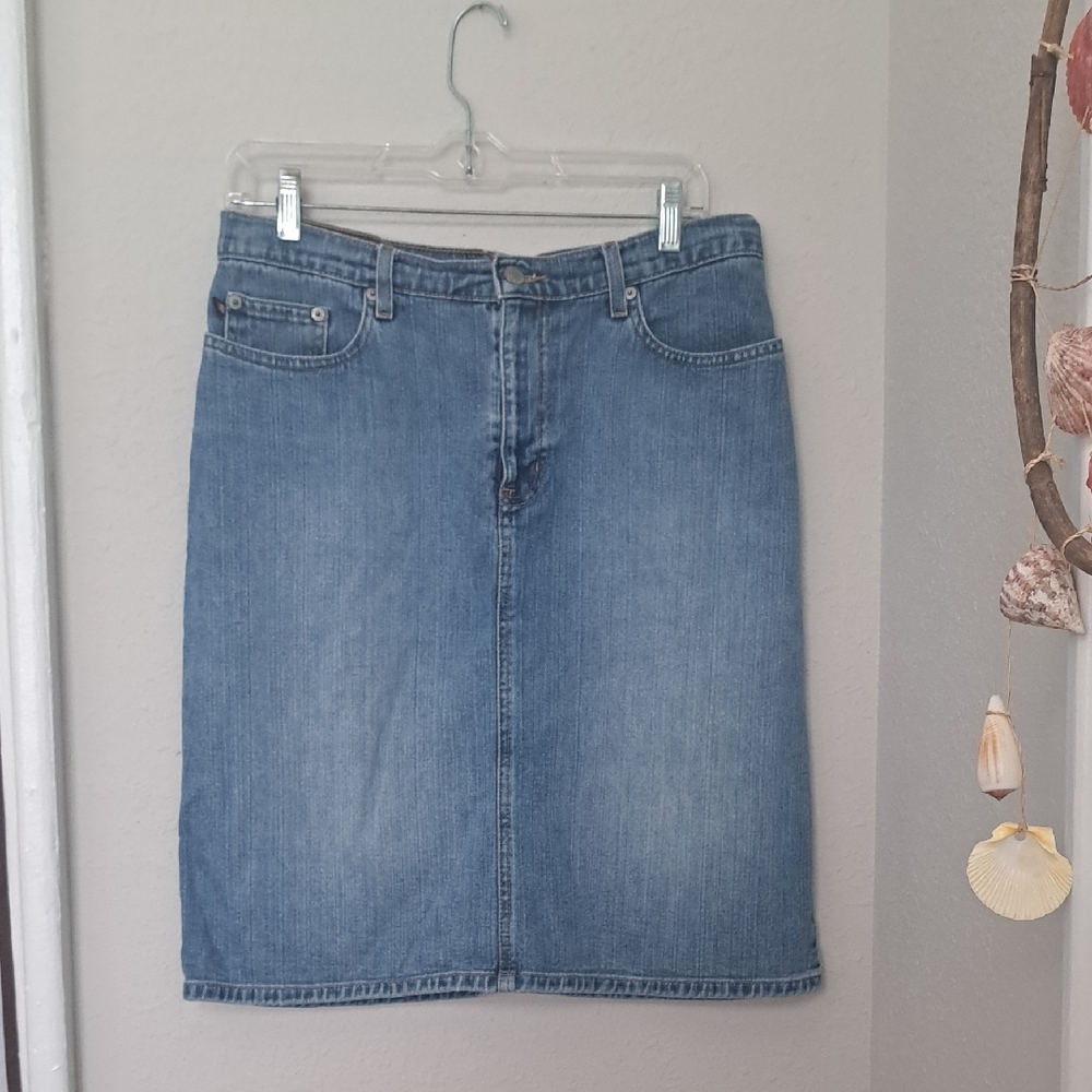 Vintage Ralph Lauren Light Blue Denim Pencil Skirt Vintage